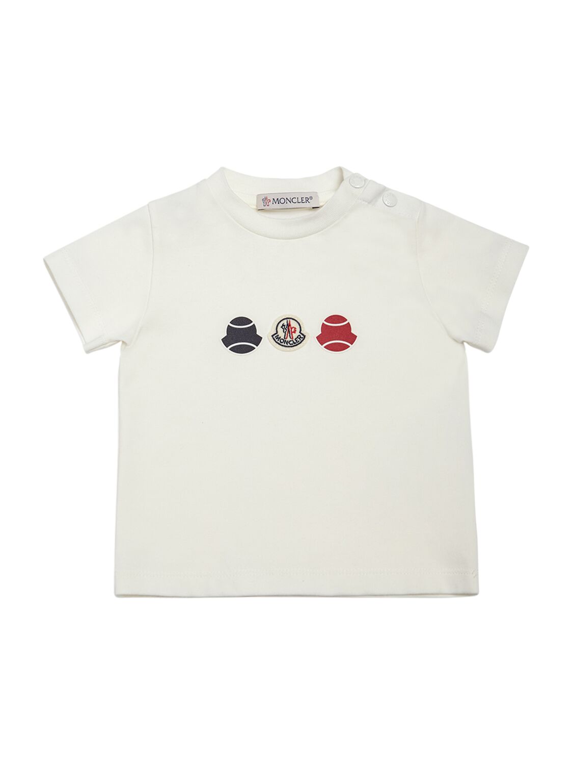 Moncler Kids' Logo Patch Stretch Cotton Jersey T-shirt In White
