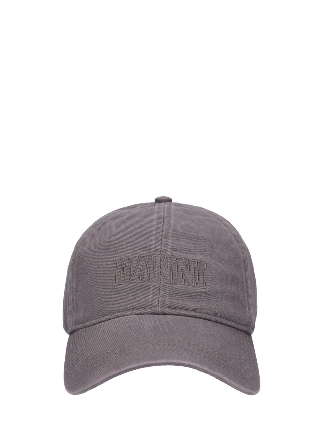 Ganni Cotton Baseball Cap In Frost Gray