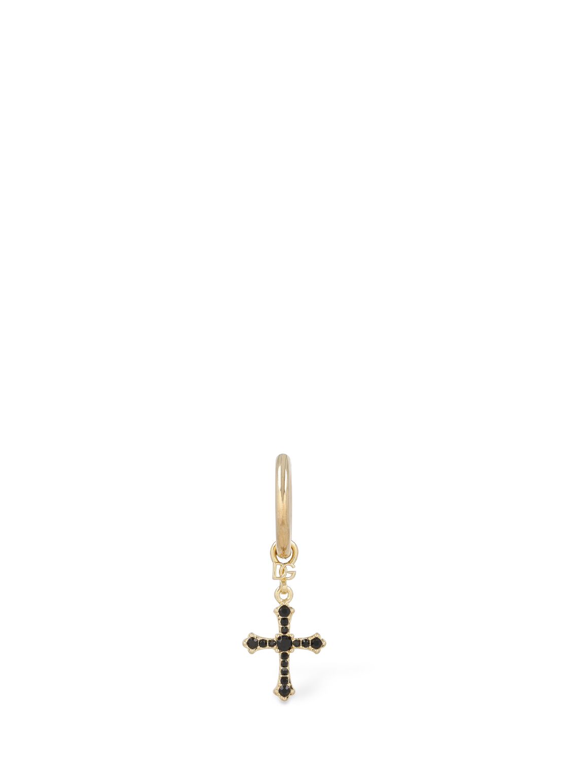 Dolce & Gabbana Crystal Cross Mono Earring In 골드,블랙