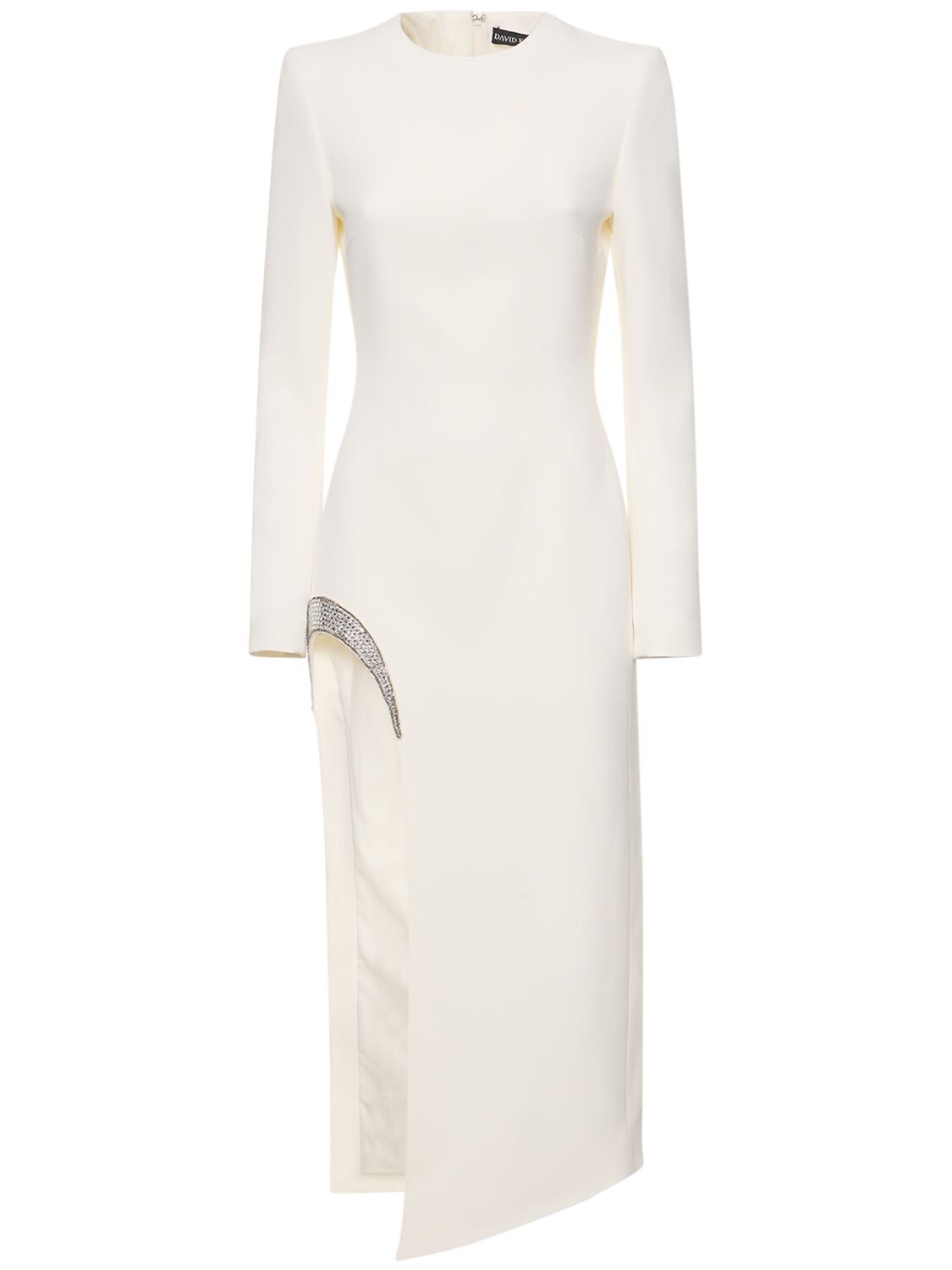 Image of Embellished Long-sleeve Cady Midi Dress