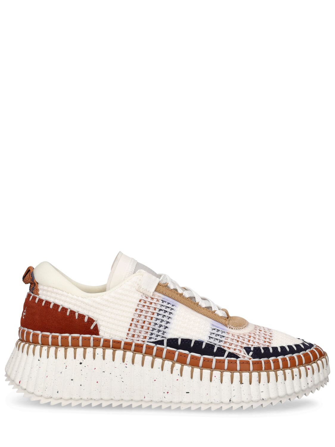Chloé Nama Recycled Mesh Sneakers In White,red