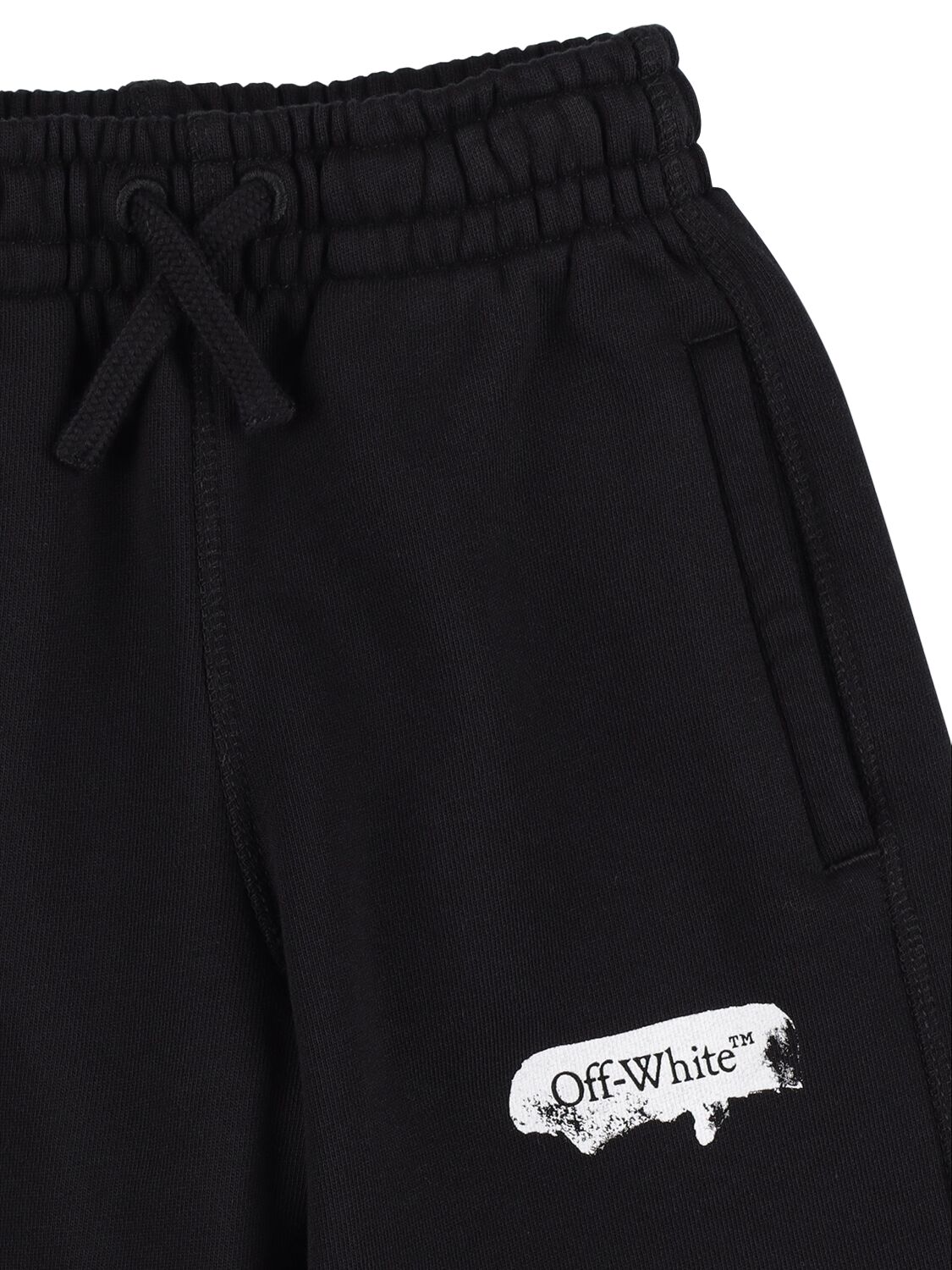Shop Off-white Paint Graphic Cotton Sweat Shorts In Black