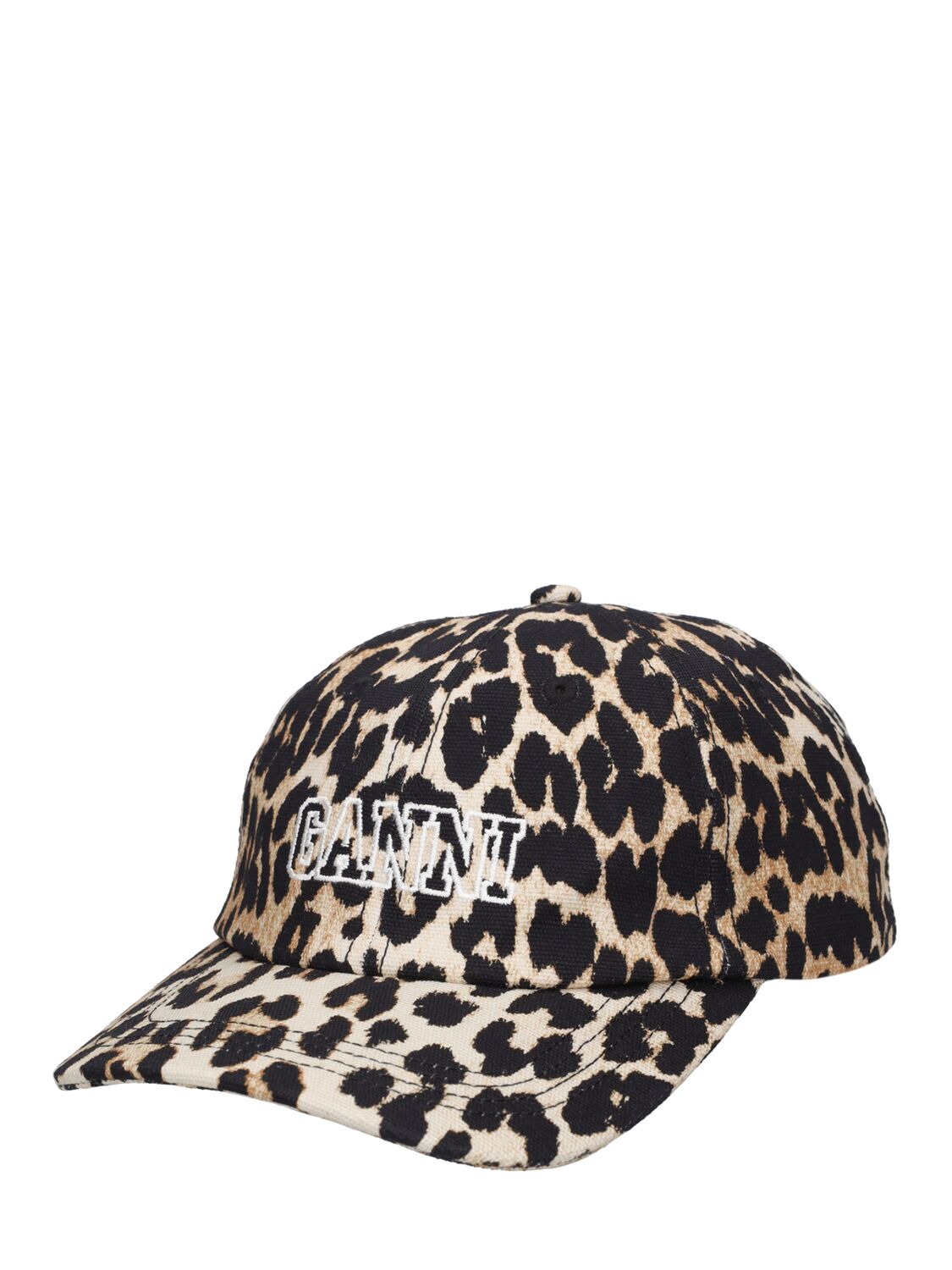 Shop Ganni Leopard Printed Baseball Cap