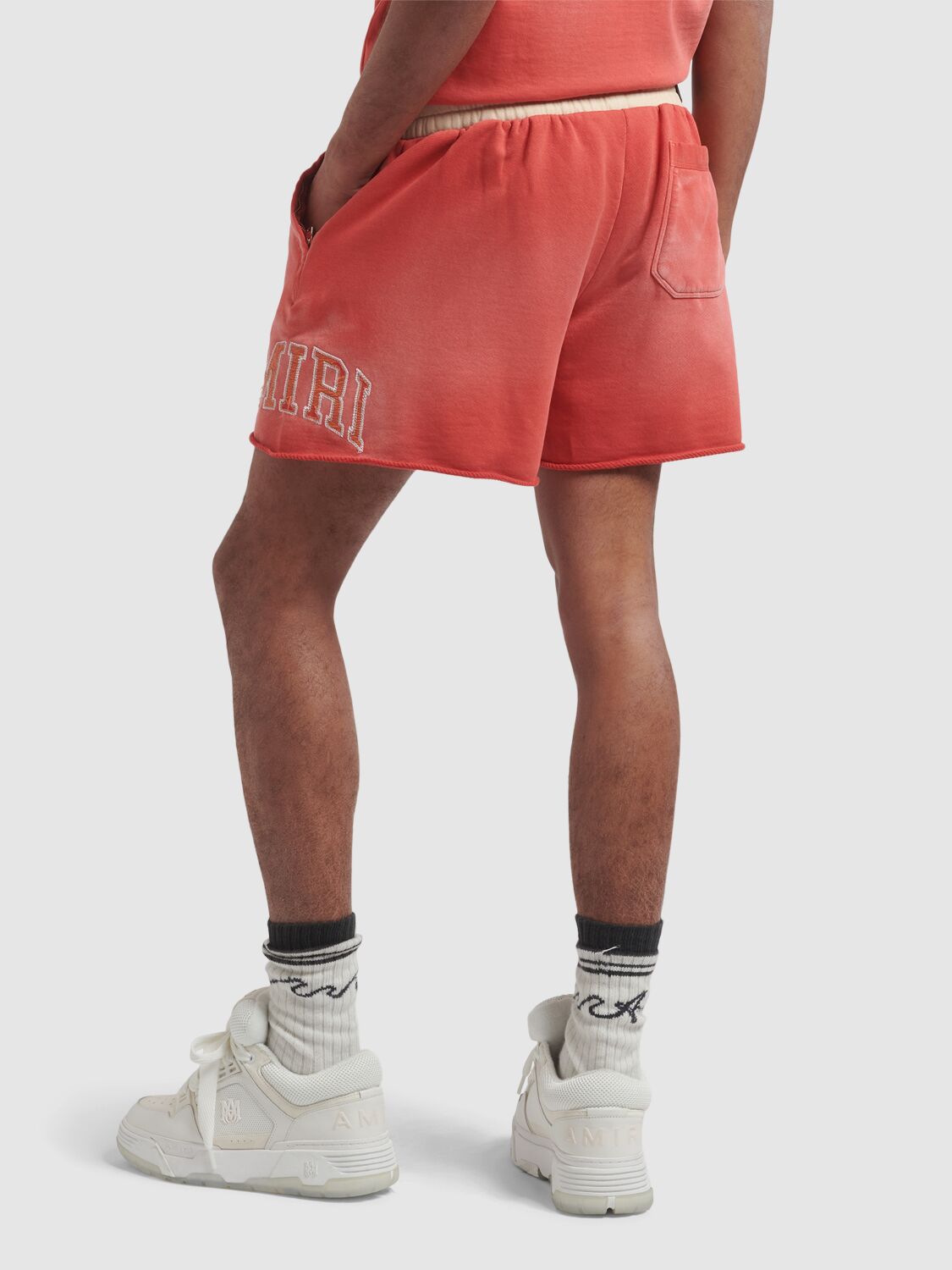 Shop Amiri Vintage Collegiate Shorts In Cranberry