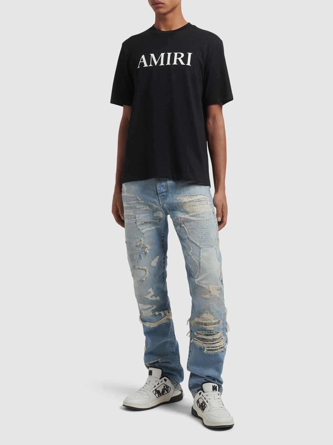 Shop Amiri Logo Cotton T-shirt In Black