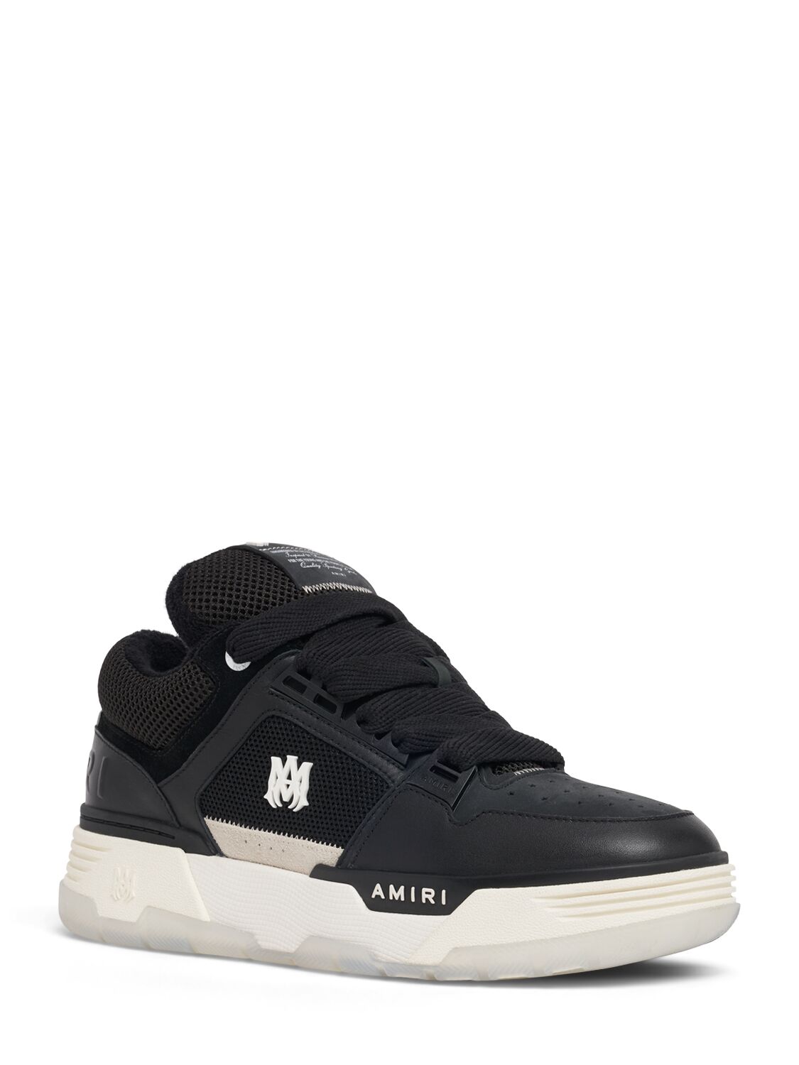 Shop Amiri Ma-1 Leather Low Top Sneakers In Black/white