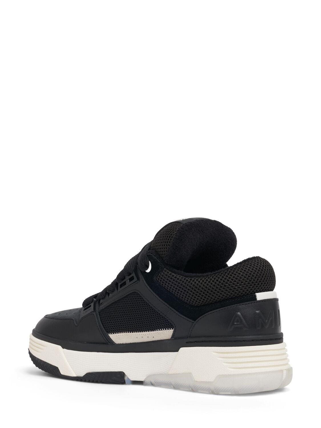 Shop Amiri Ma-1 Leather Low Top Sneakers In Black/white