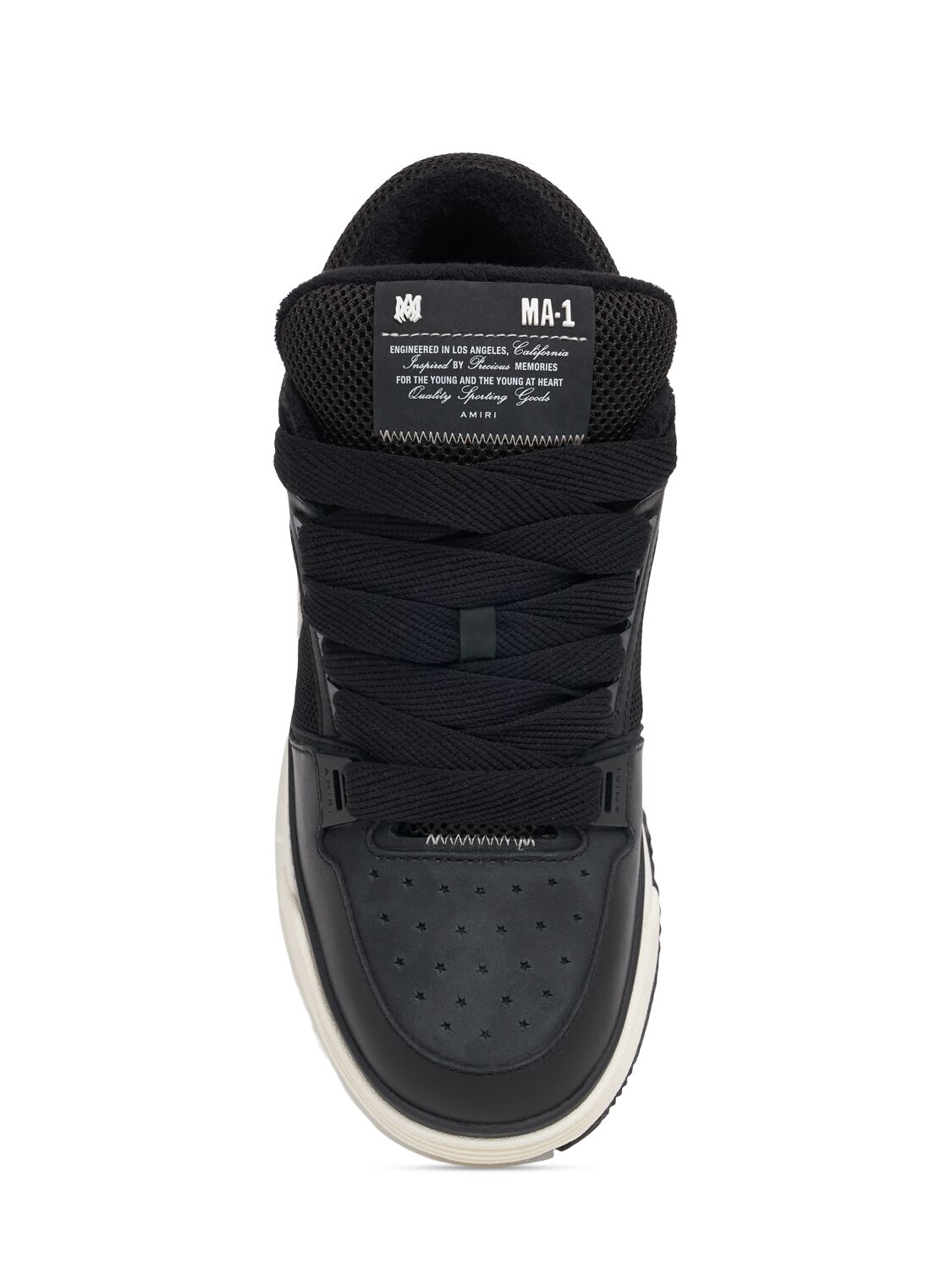 Shop Amiri Ma-1 Leather Low Top Sneakers In Black/white