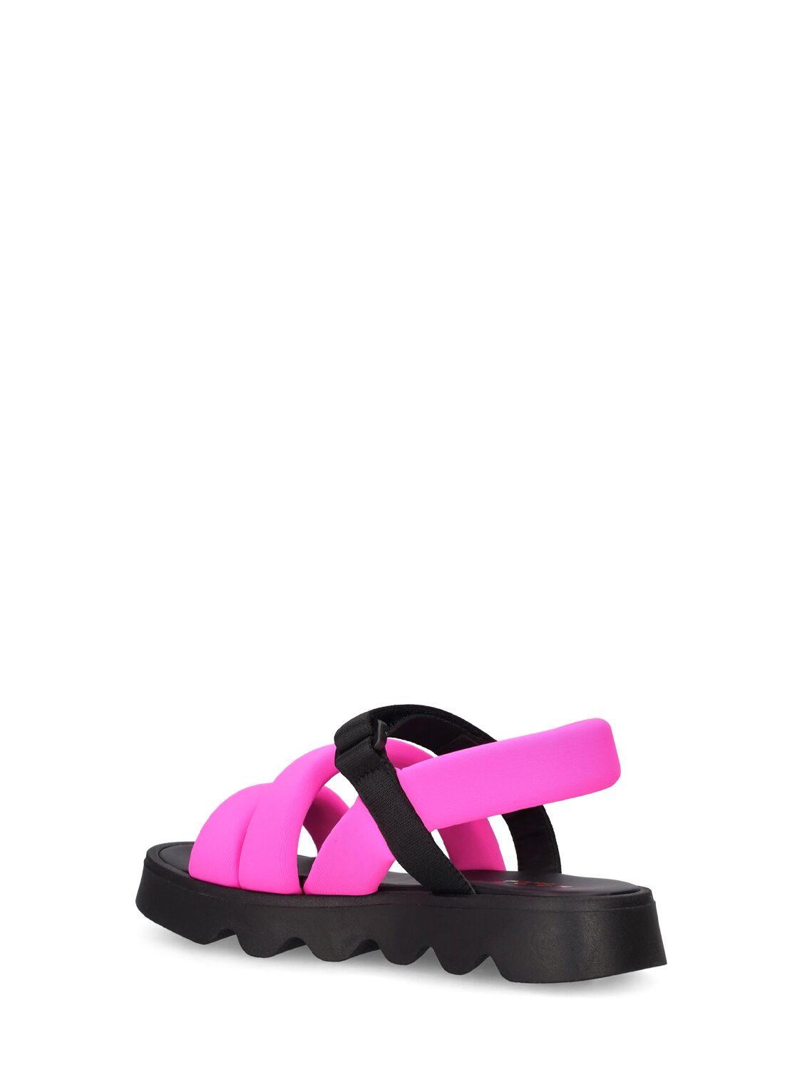 Shop Marni Junior Logo Printed Fabric Sandals In Fuchsia