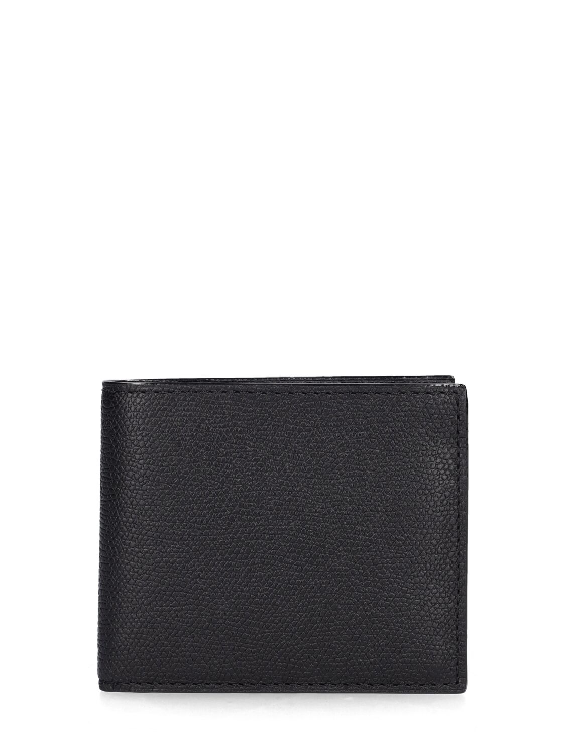 Valextra 6cc Leather Bifold Wallet In Schwarz