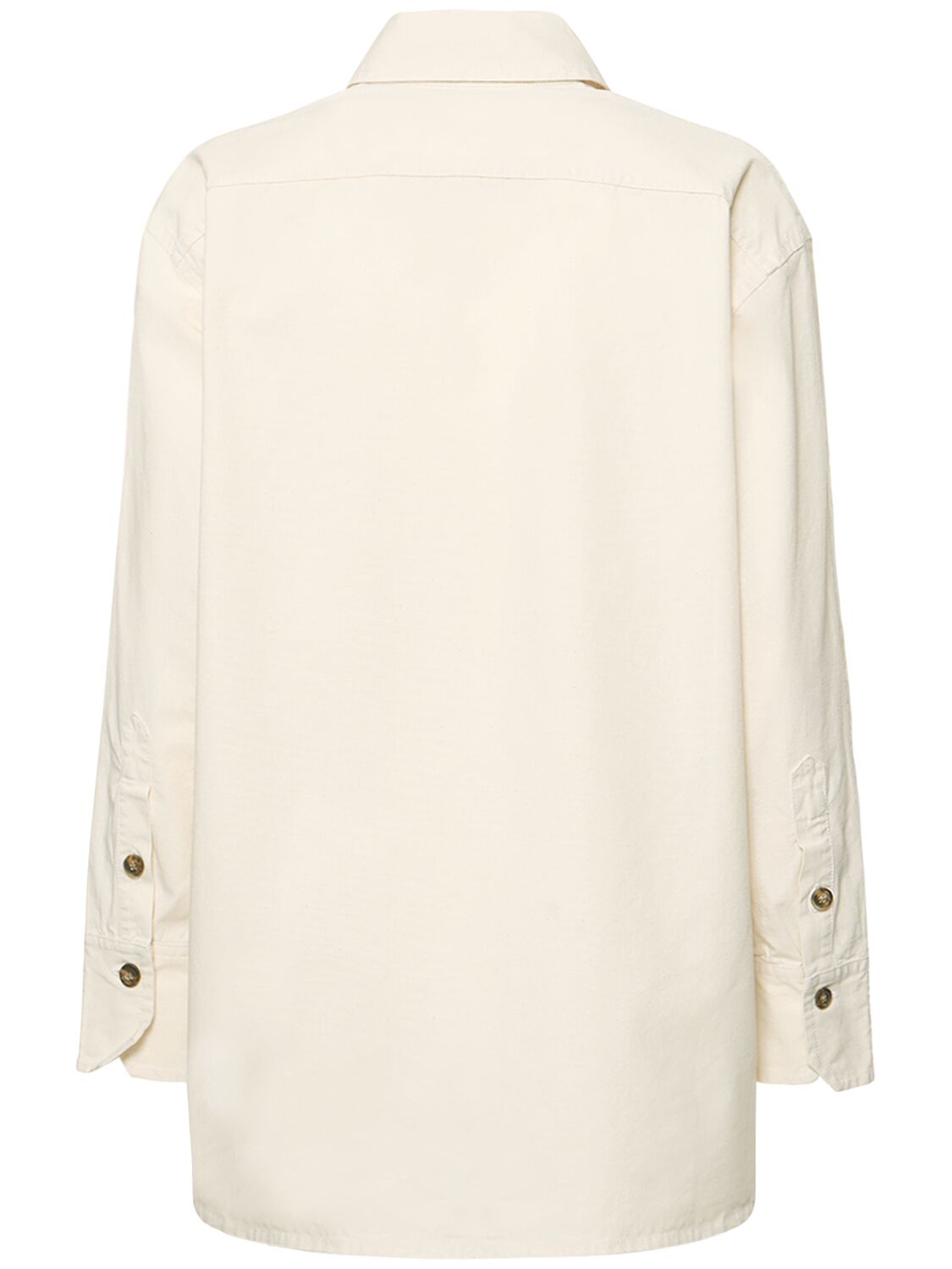 VICTORIA BECKHAM PLEAT DETAIL OVERSIZE COTTON DENIM SHIRT 