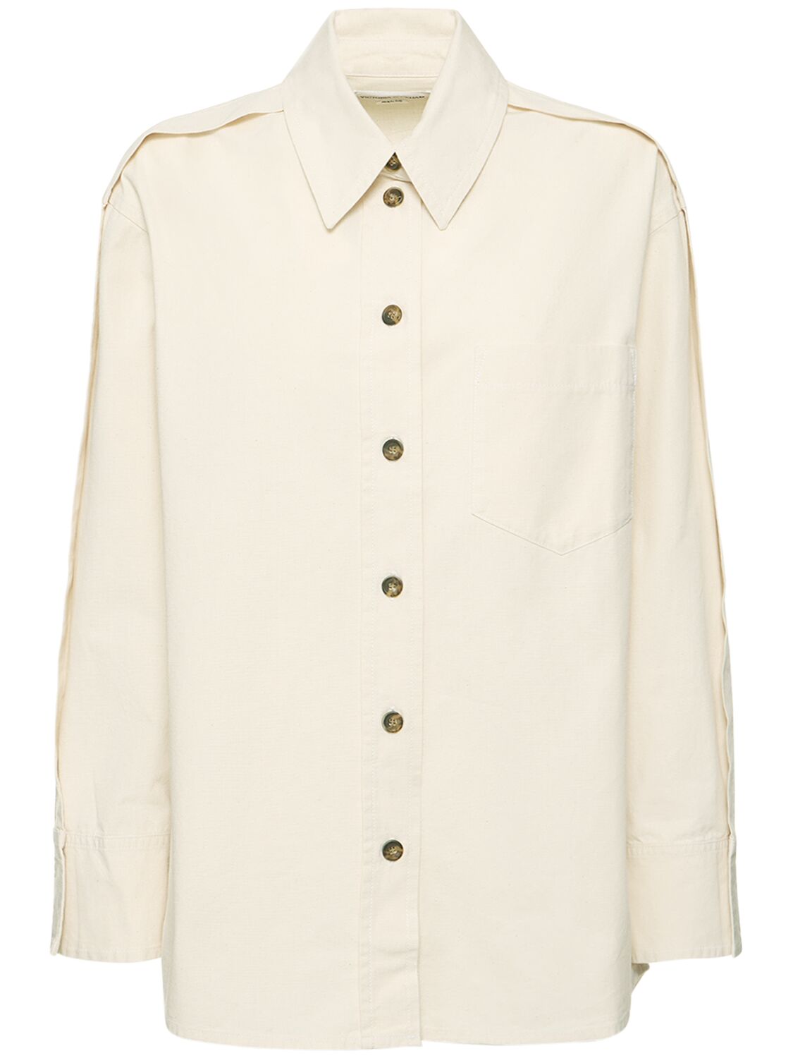 Pleat Detail Oversize Cotton Denim Shirt