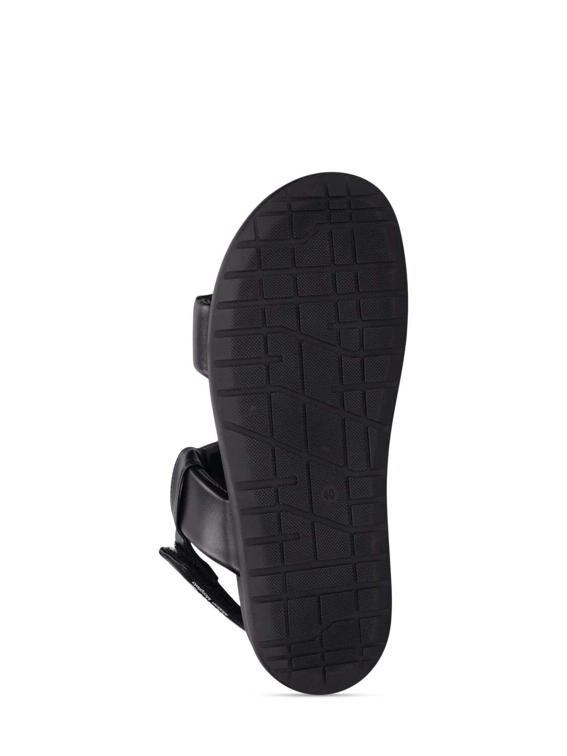 Shop Mm6 Maison Margiela Logo Print Faux Leather Strap Sandals In Black