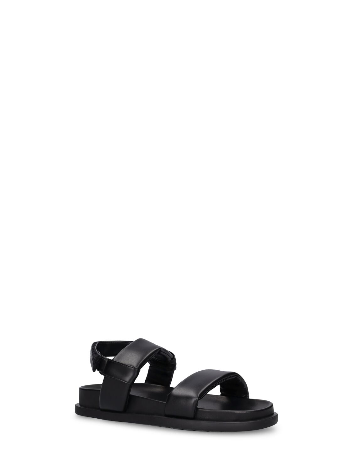 Shop Mm6 Maison Margiela Logo Print Faux Leather Strap Sandals In Black