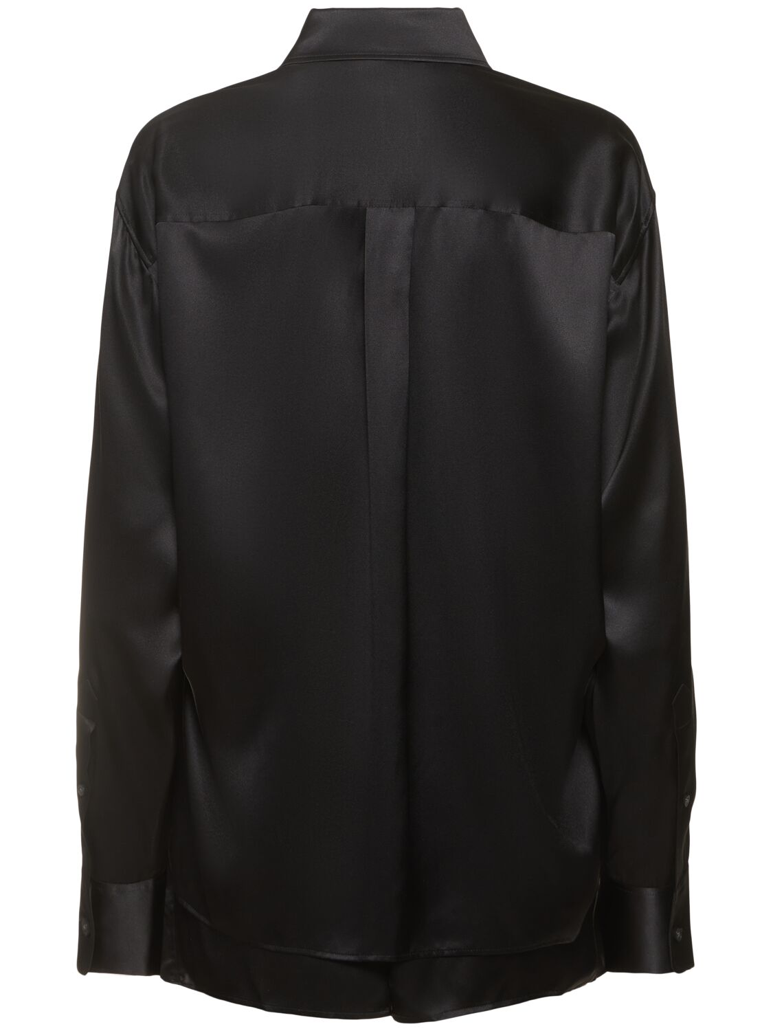 Shop Alexander Wang Button Up Long Sleeve Silk Romper In Black