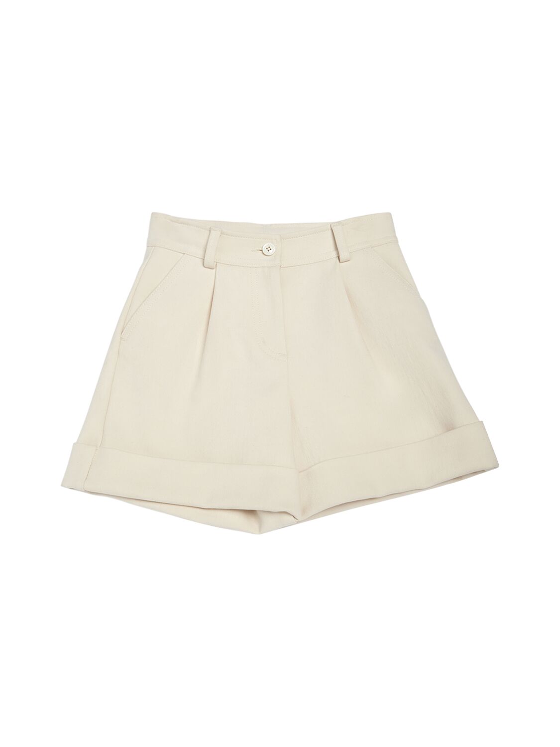 Moncler Kids' Double Cotton Twill Bermuda Shorts In Ivory