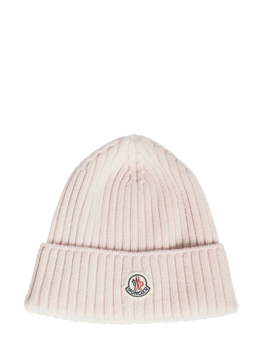 Moncler Babies' Logo Extrafine Wool Beanie In Pink