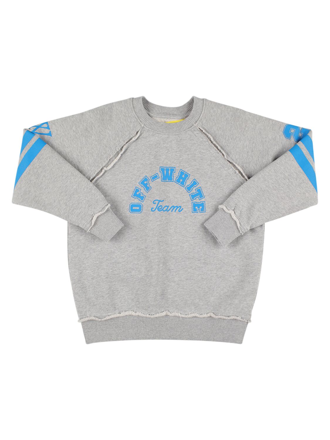 Off-white Kids' Team 23 Raglan Cotton Sweatshirt In Grey,blue