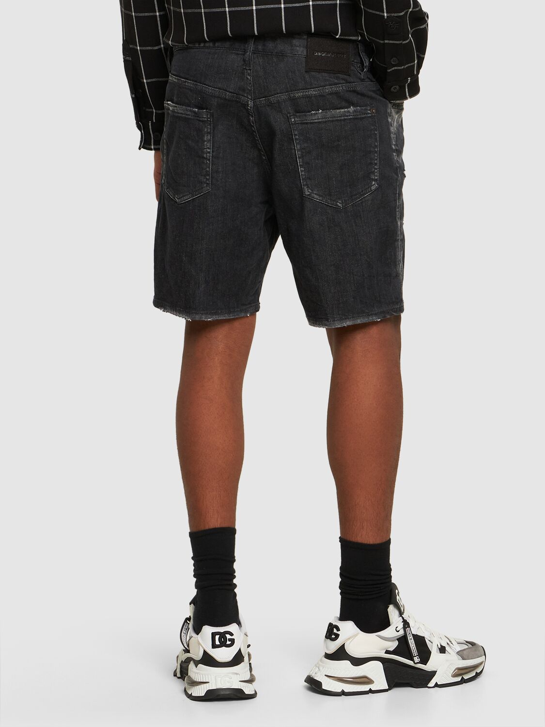 Shop Dsquared2 Marine Stretch Cotton Denim Shorts In Black