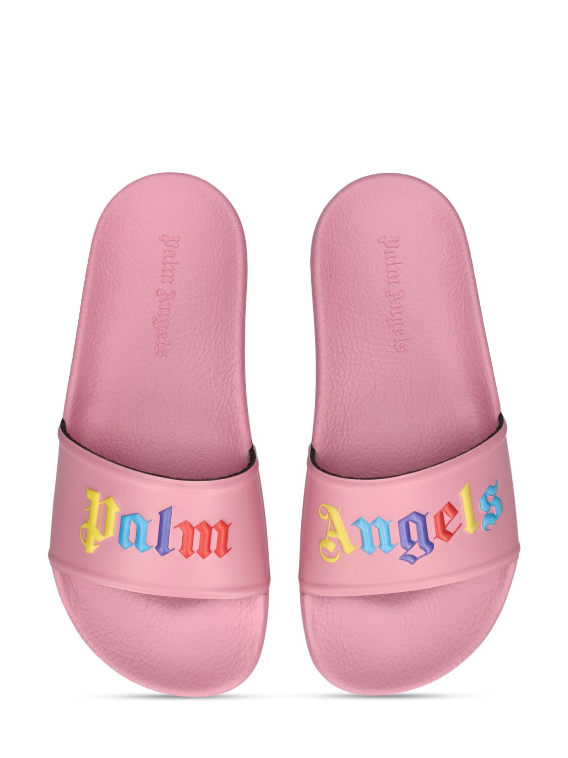 Shop Palm Angels Color Logo Pool Slides In Pink,multi