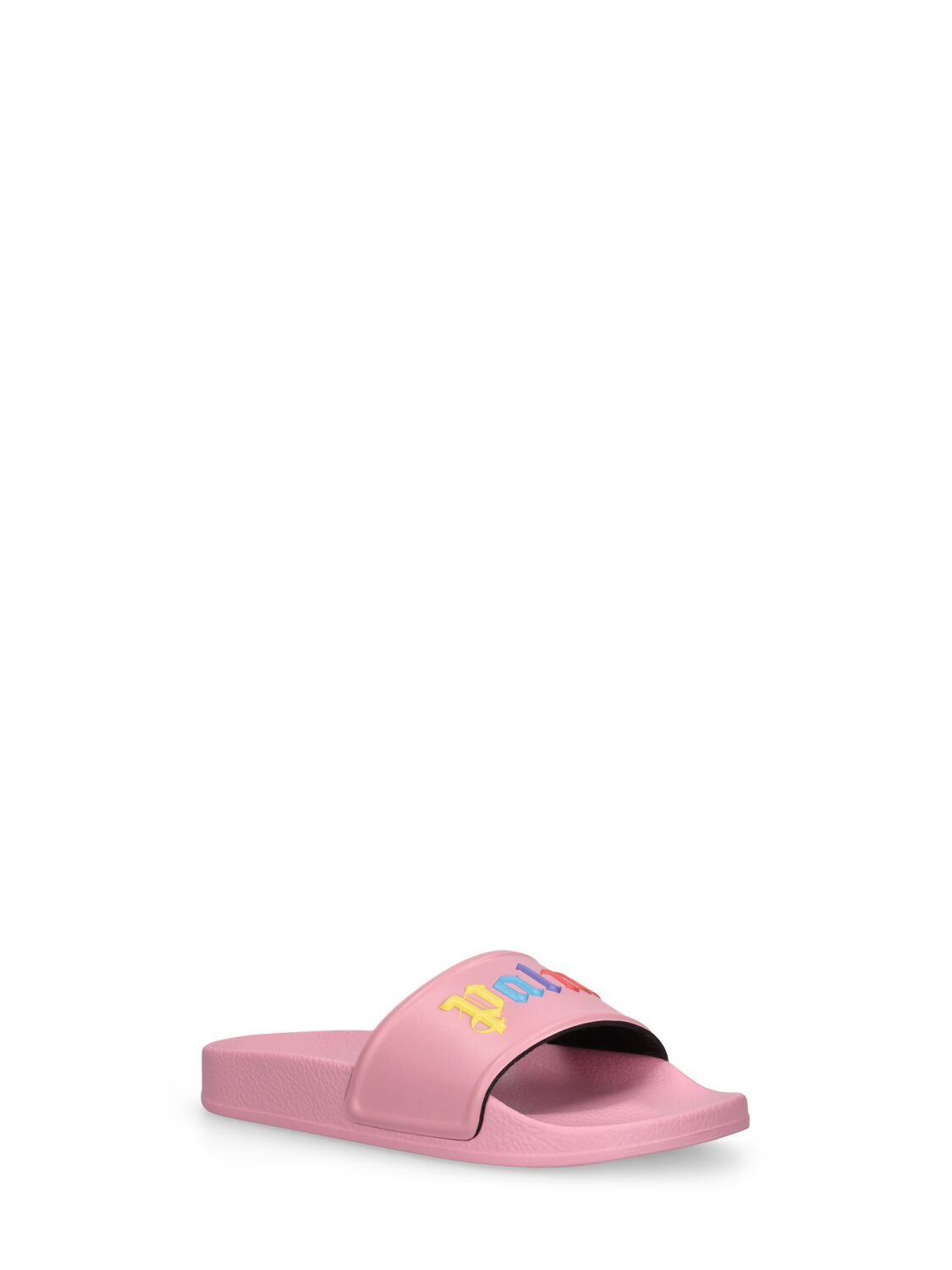 Shop Palm Angels Color Logo Pool Slides In Pink,multi