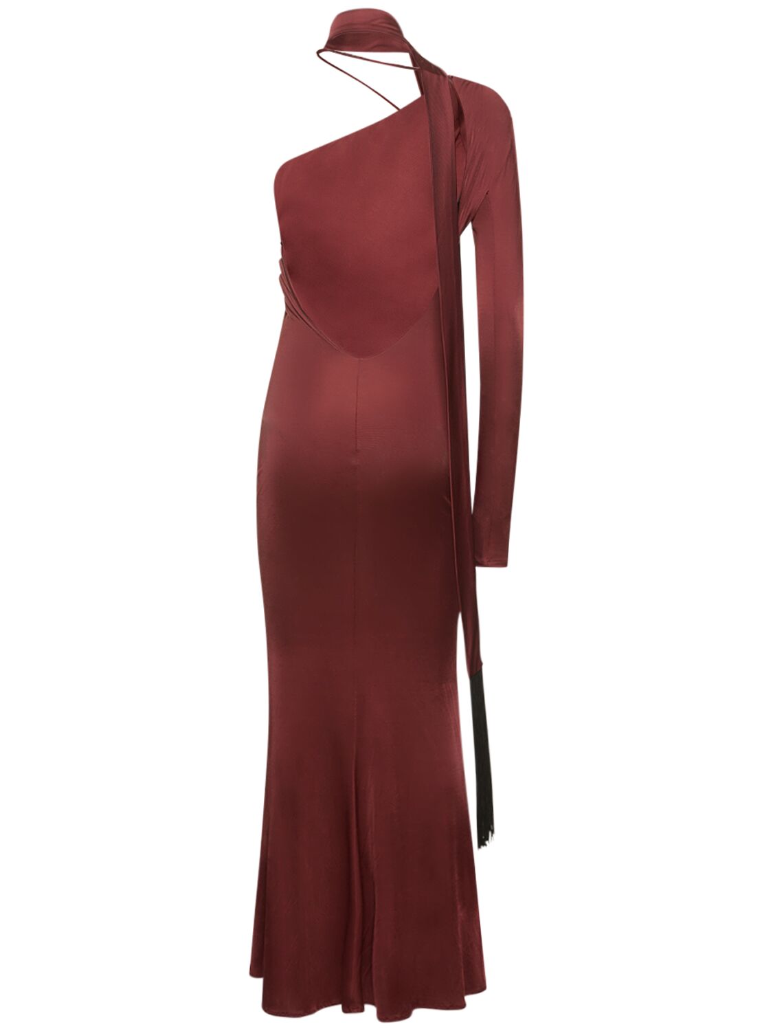 Shop Roberto Cavalli Viscose Jersey One Shoulder Midi Dress In Rust