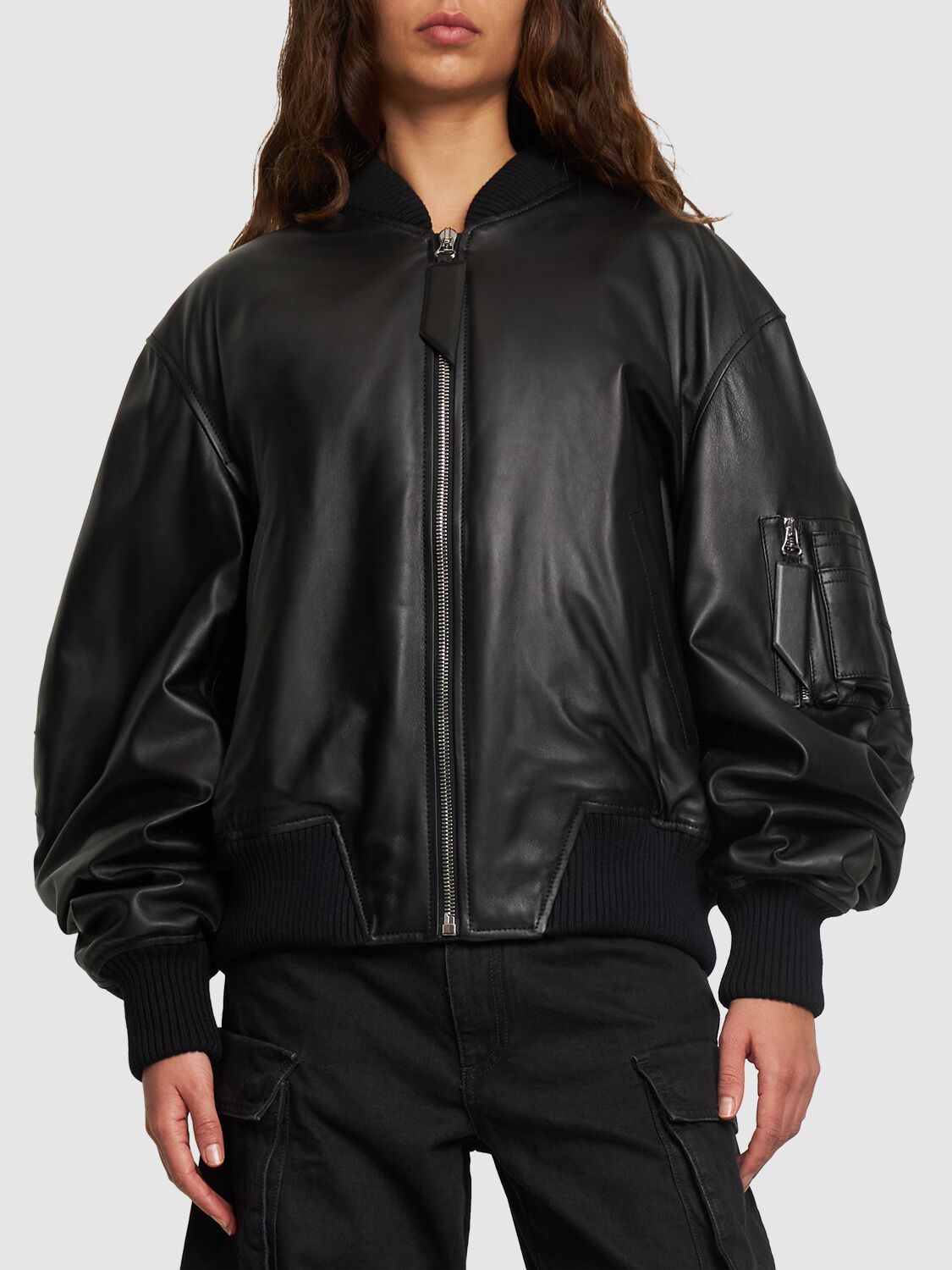 Anja Napa Leather Bomber Jacket