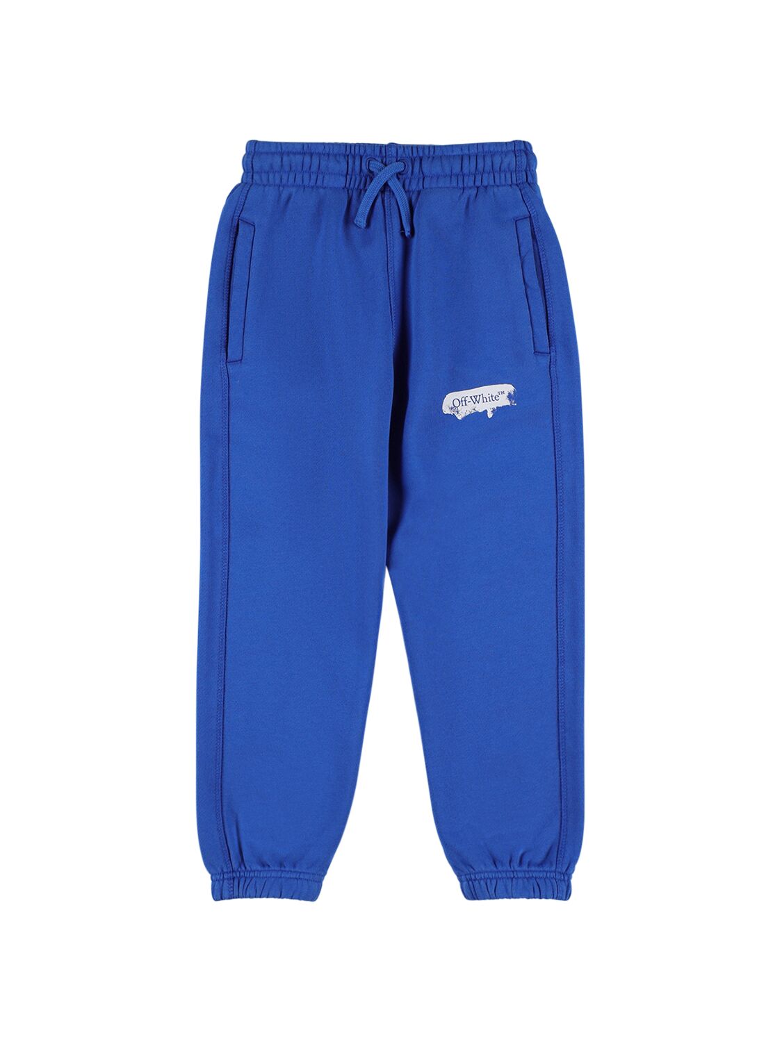 Off-white Kids' Paint Graphic Cotton Sweatpants In Blue