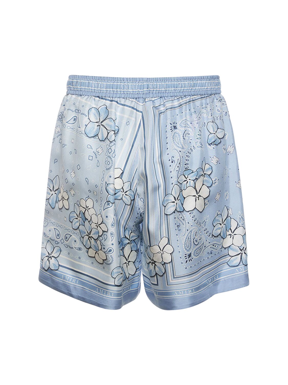 Shop Amiri Floral Bandana Shorts In Cerulean