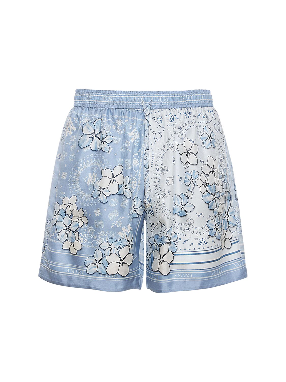 Amiri Floral Bandana Shorts In Cerulean
