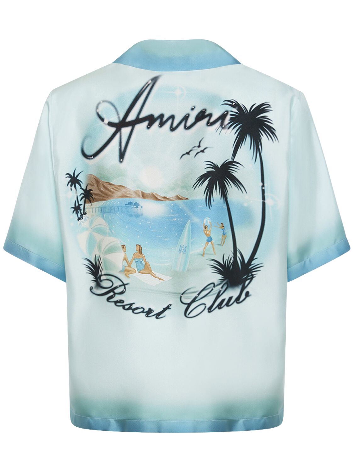 Shop Amiri Resort Club Bowling Shirt In Cerulean