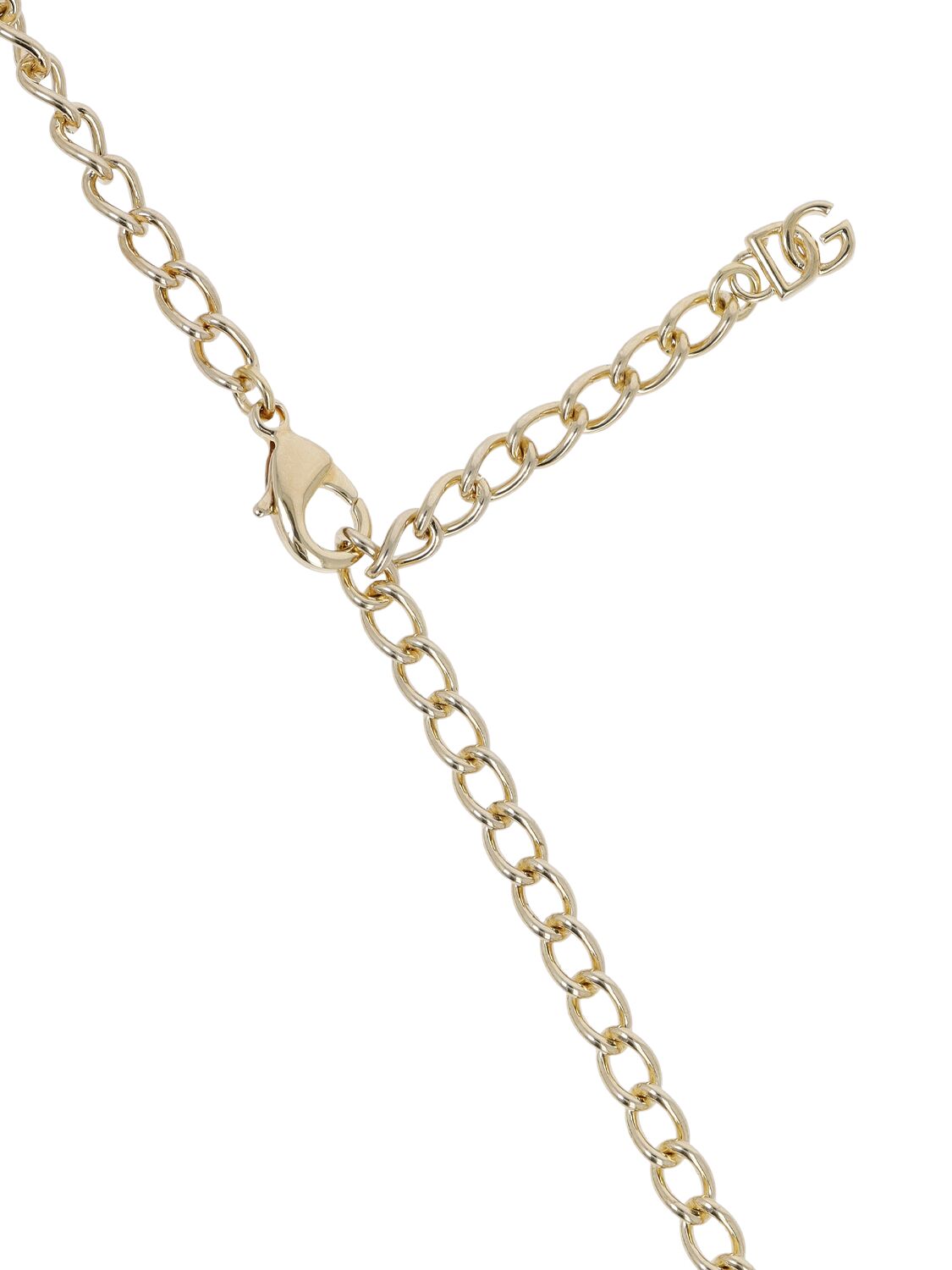 Shop Dolce & Gabbana Crucifix Charm Beaded Chain Necklace In Gold,black