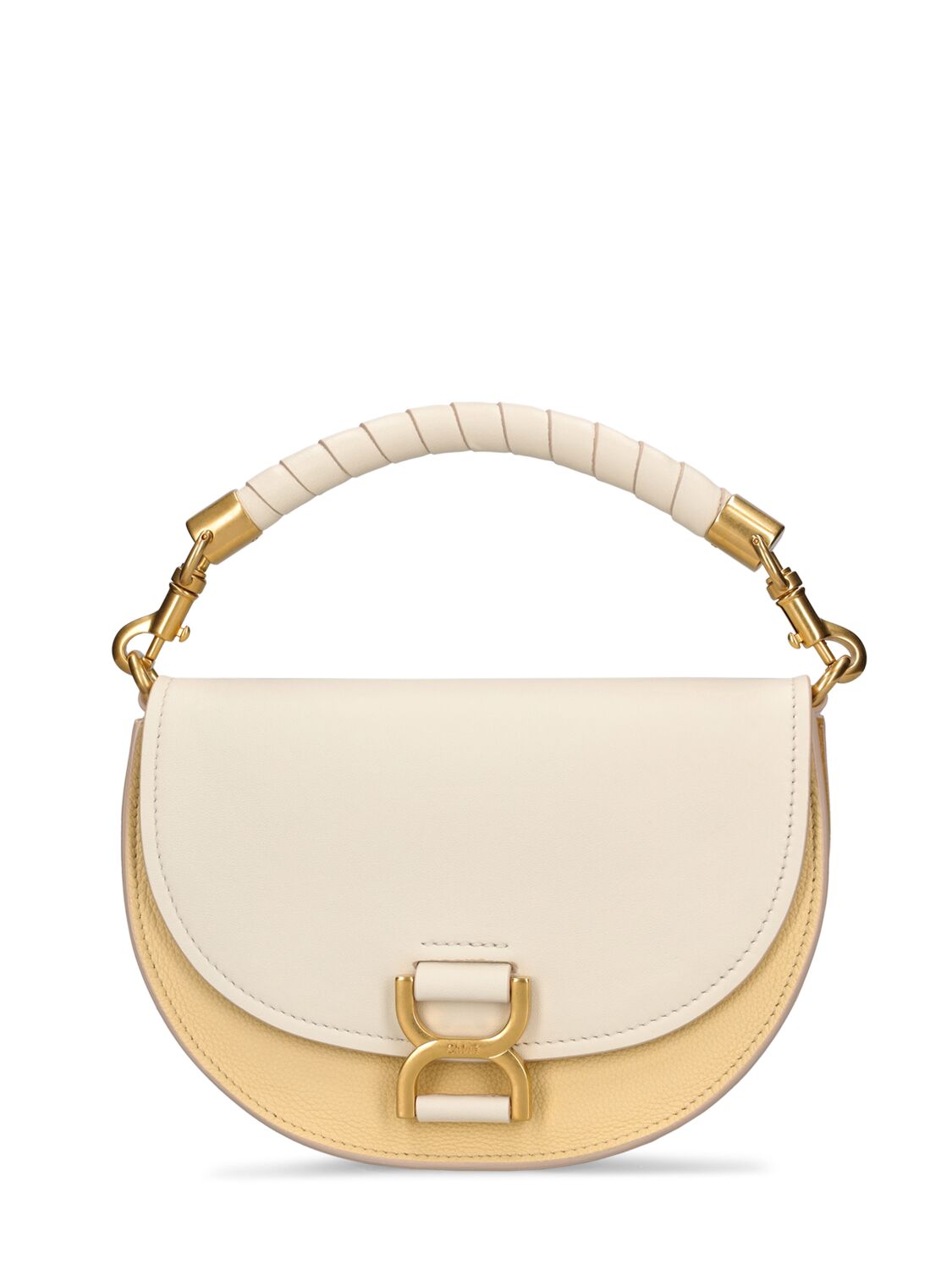 Chloé Marcie Leather Top Handle Bag In Misty Ivory