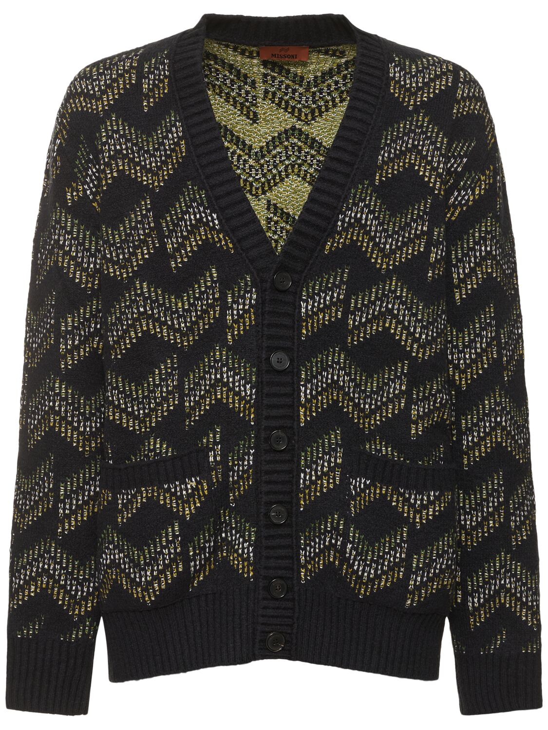 Missoni Chevron Jacquard-knit Cardigan In Black