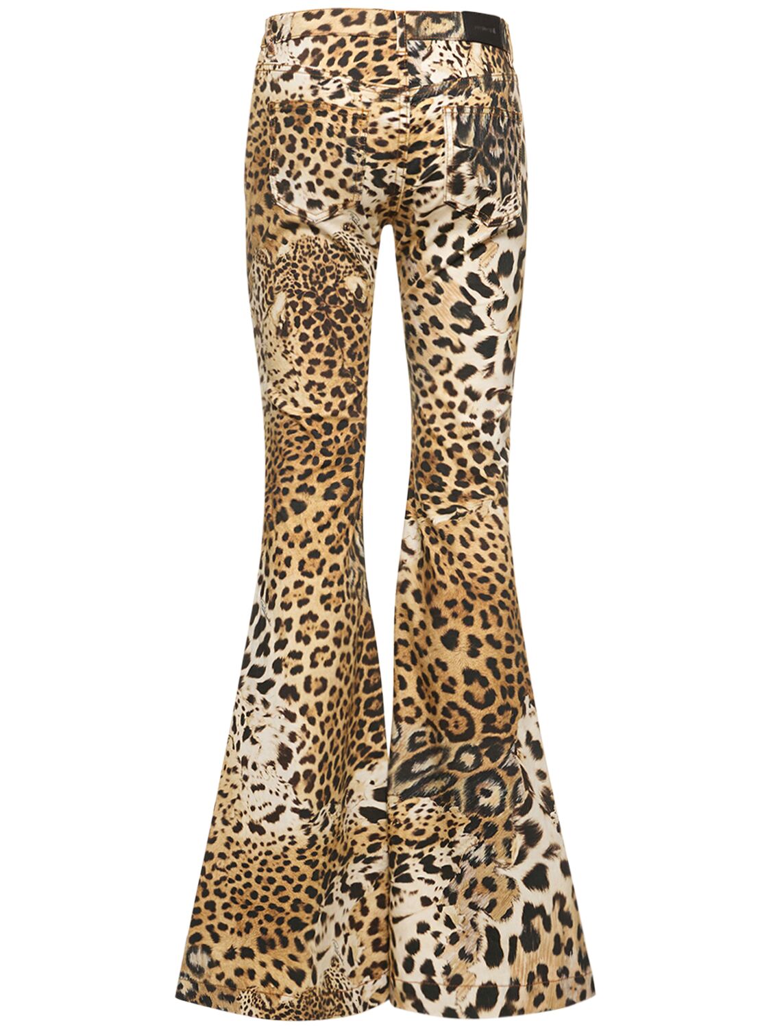 Shop Roberto Cavalli Leo Printed Mid Rise Flared Pants In Multicolor