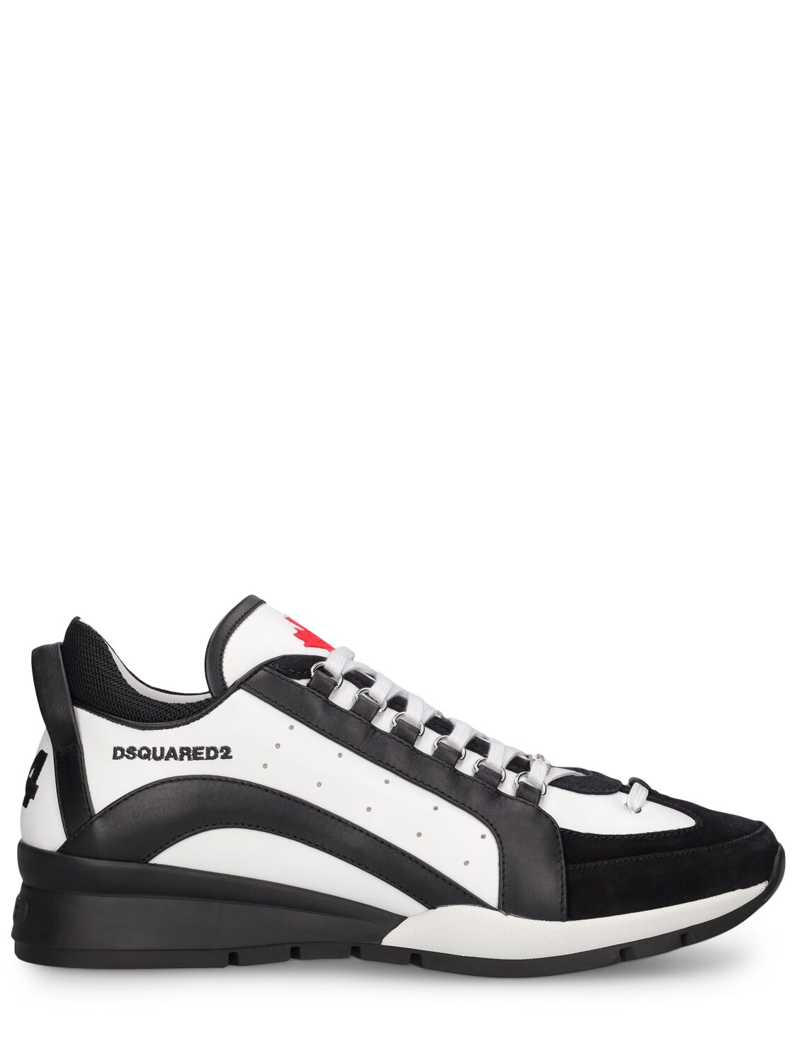 Dsquared2 Logo Leather Sneakers In White,black