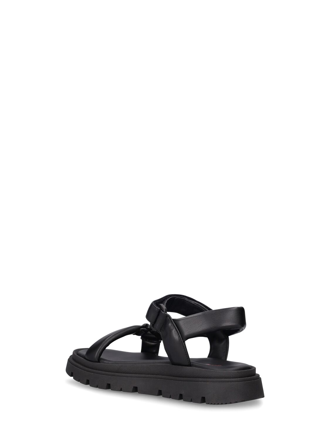 Shop Marni Junior Logo Printed Faux Leather Sandals In Black