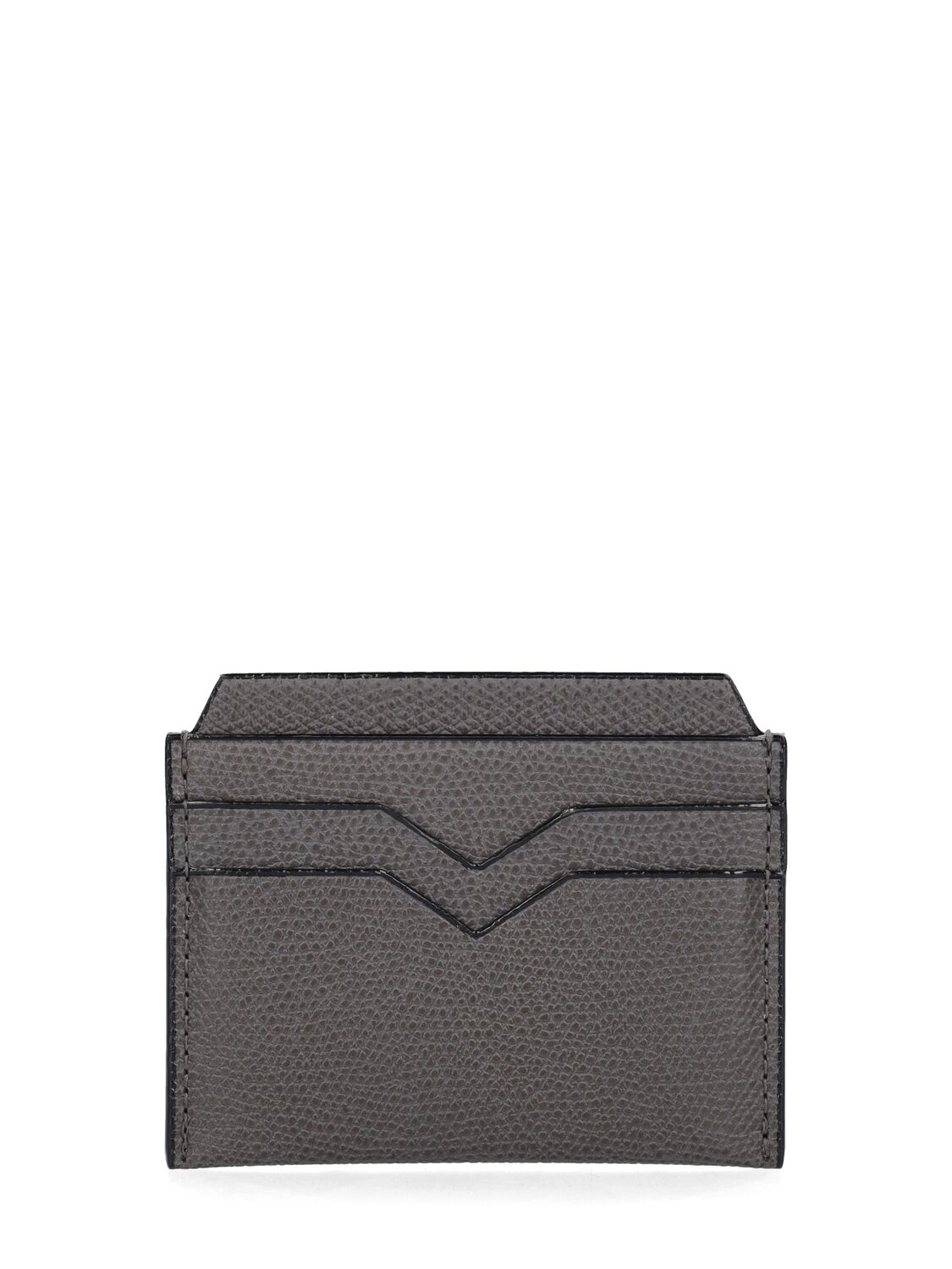 Shop Valextra Leather Card Holder In Fumo Londra