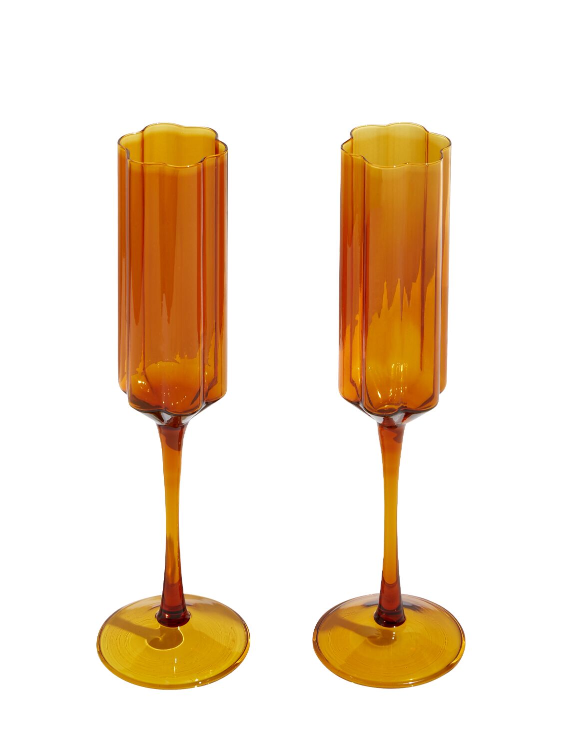 Fazeek Set Of 2 Wave Flutes In Orange