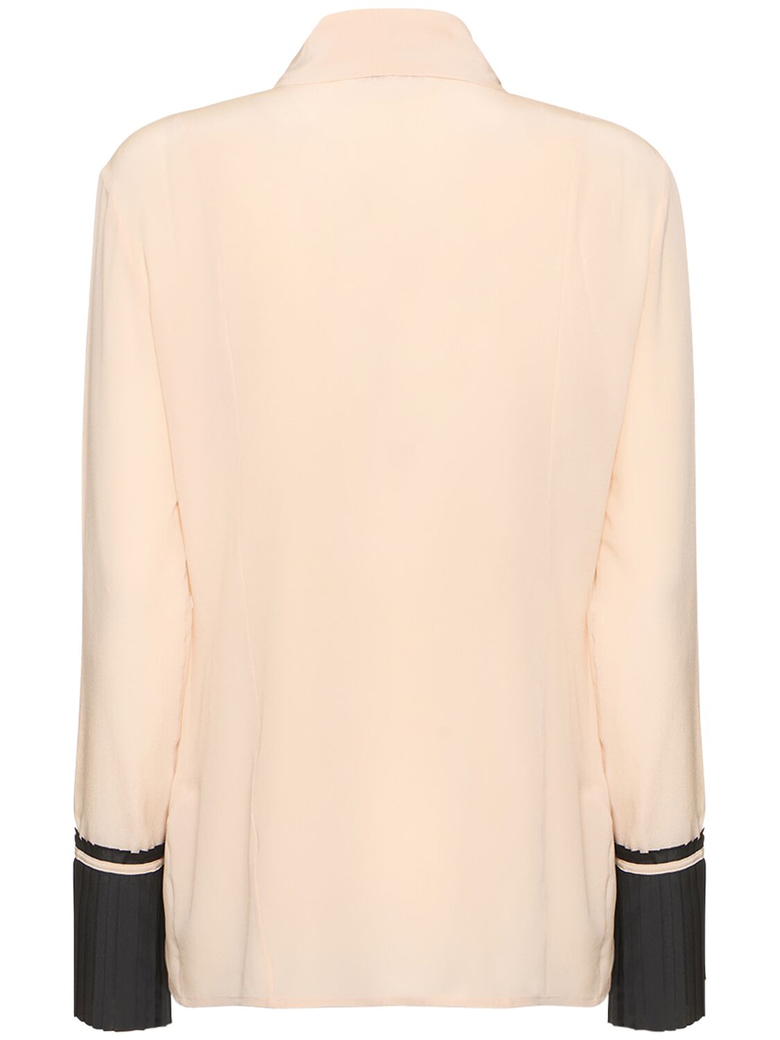 Shop Victoria Beckham Pleated Cuff Detail Silk Shirt In 핑크