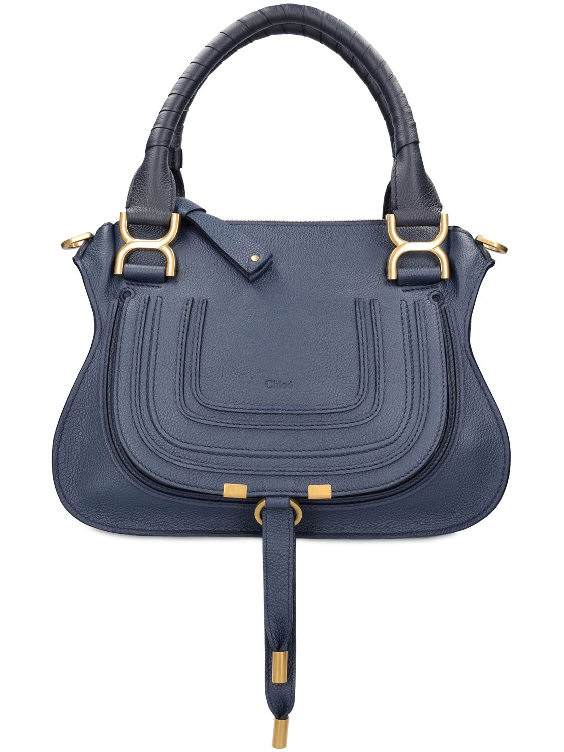 Chloé Small Marcie Leather Shoulder Bag In Navy