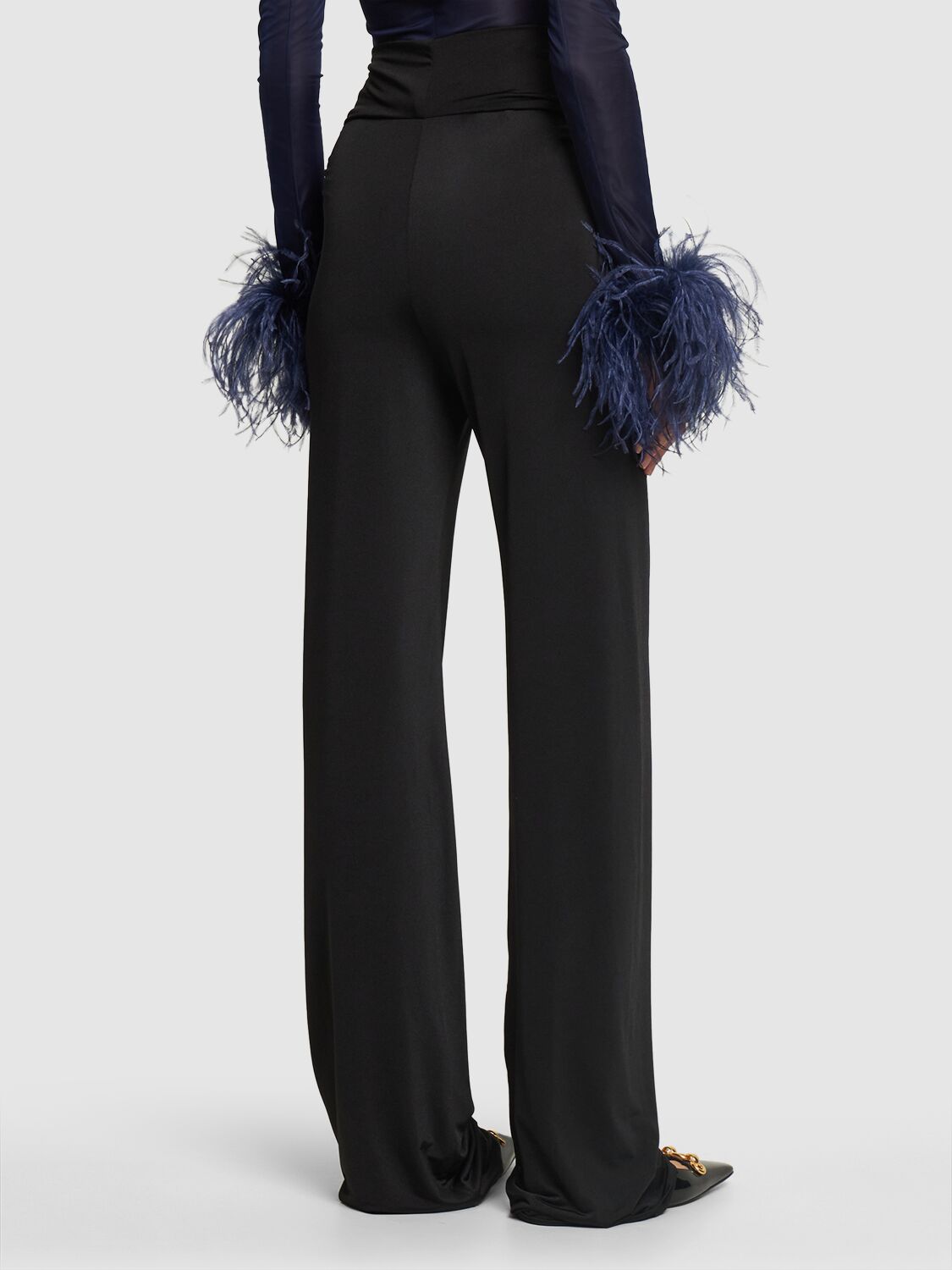 Shop 16arlington Boxte Draped Jersey Pants In Black