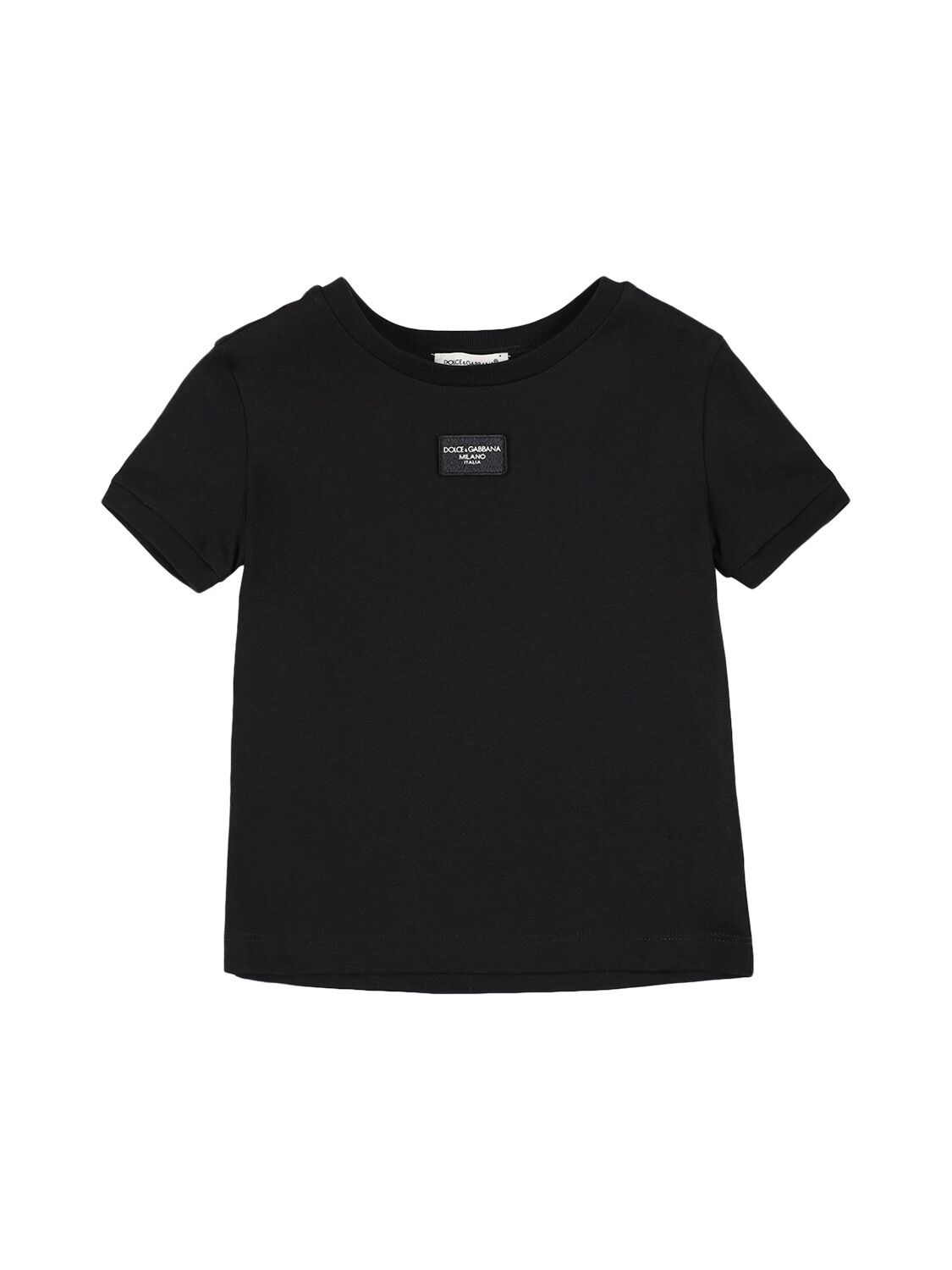 Dolce & Gabbana Kids' Logo Patch Cotton T-shirt In Black
