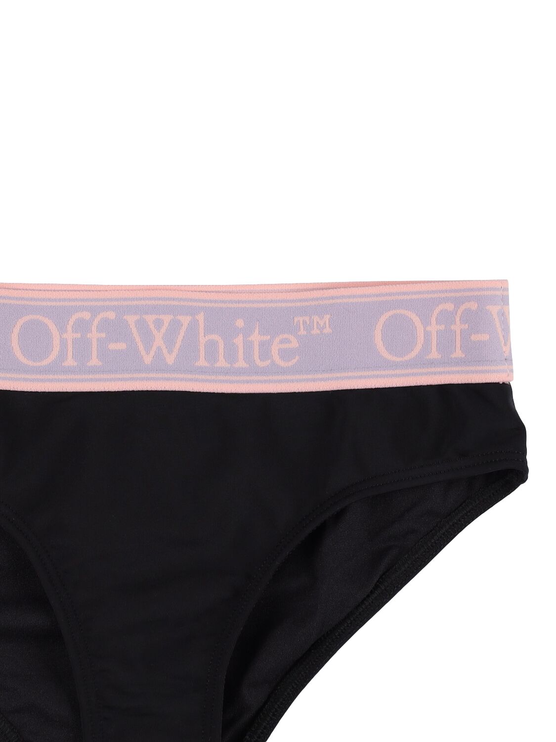 Shop Off-white Bookish Logo Band Nylon Blend Bikini In Black,lilac