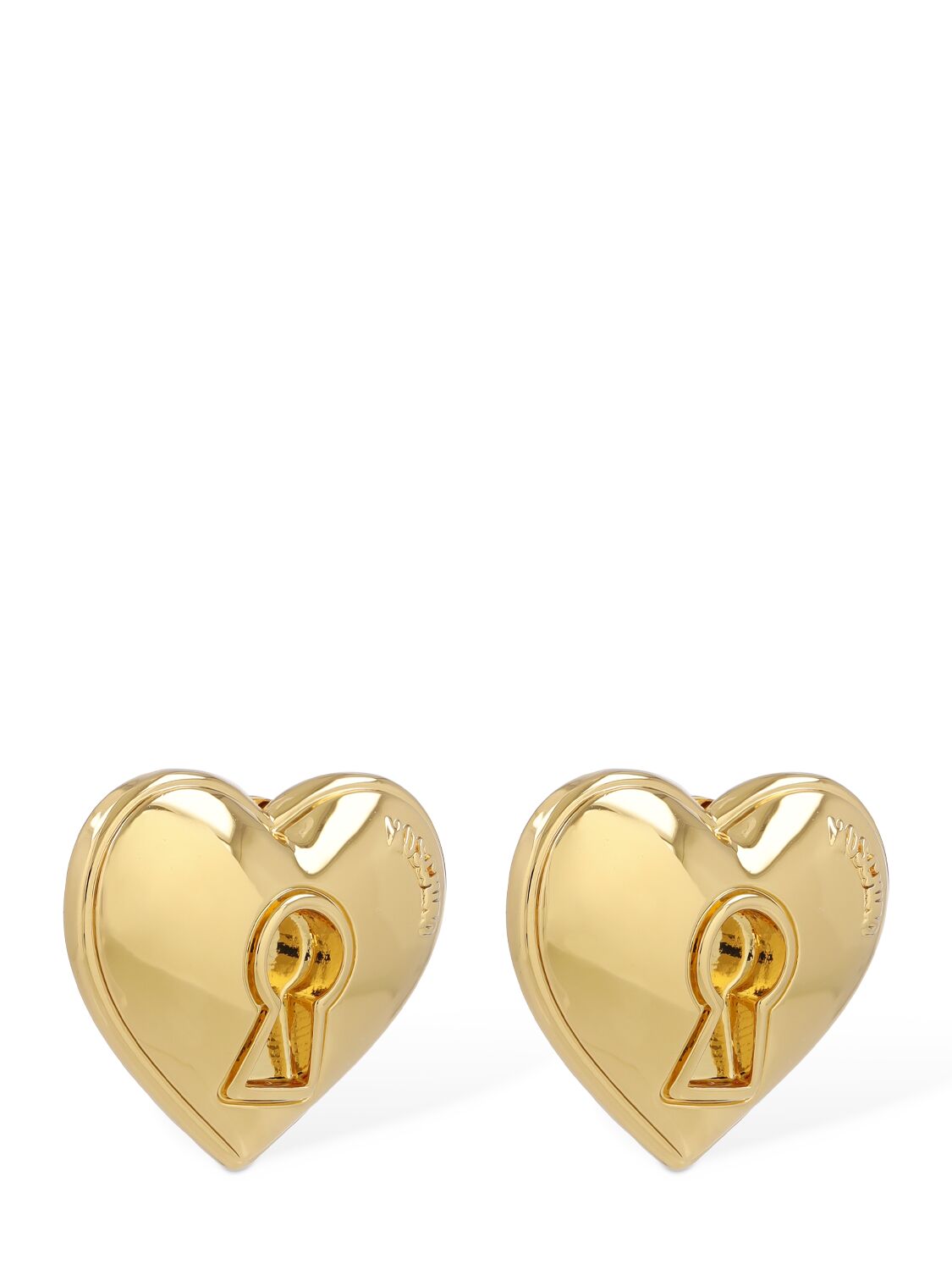 Shop Moschino Heart Stud Clip-on Earrings In Gold