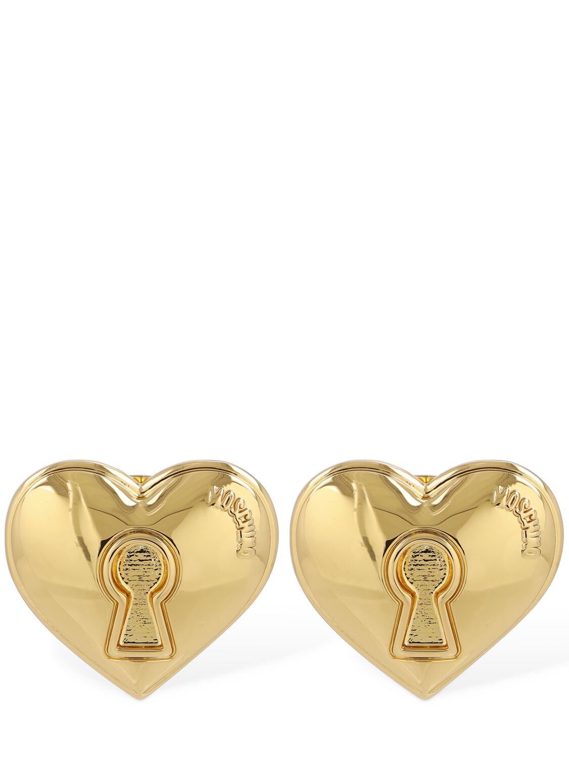 Moschino Heart Stud Clip-on Earrings In Gold