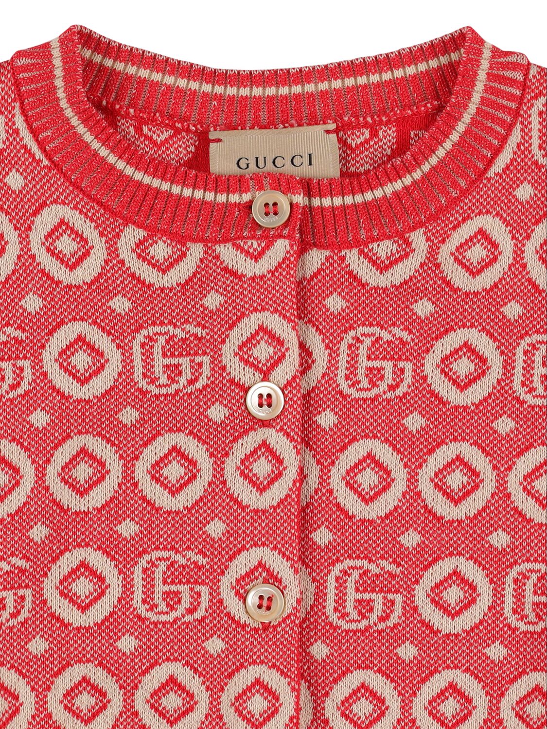 Shop Gucci Cotton Jacquard Cardigan In Red