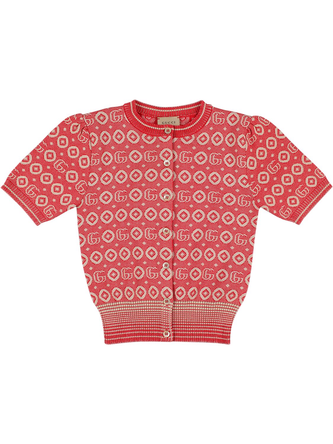 Shop Gucci Cotton Jacquard Cardigan In Red