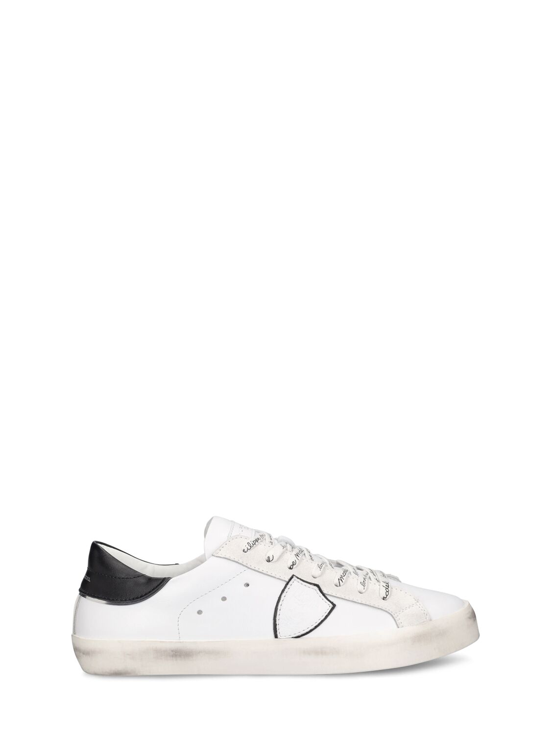 Philippe Model Kids' Paris Leather Lace-up Sneakers In White,black