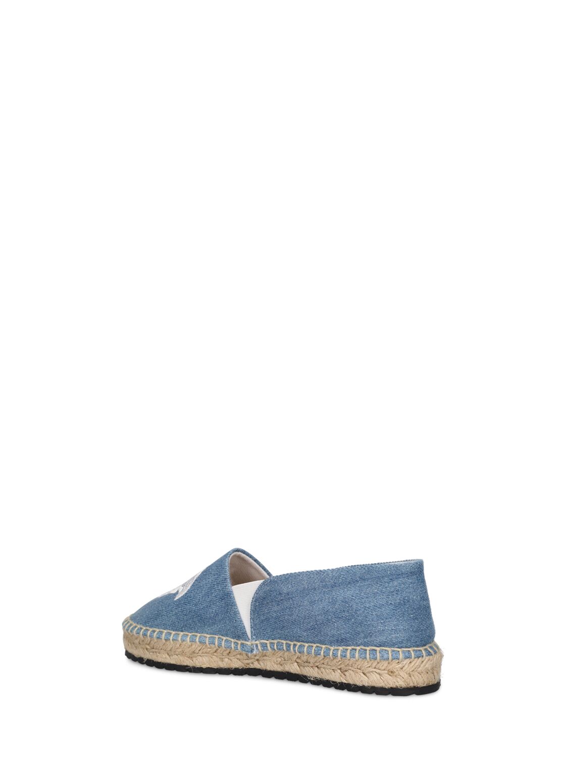 Shop Versace Medusa Embroidered Espadrilles In Denim,weiss